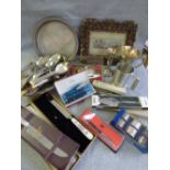 Qty of silver plate, cutlery, tankards etc. & pens by 'Parker'