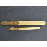 2 hallmarked silver & ivory page turners