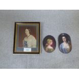 3 oil on board miniature portraits of ladies