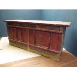 Chinese style lacquered sideboard with drawers & cupboards 95H x 226W cm