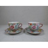 Pair of Chinese Famille Rose cups & saucers