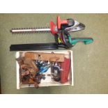 Qty of various woodworking tools, & 2 hedgetrimmers