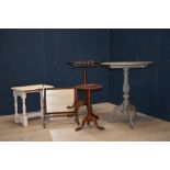 3 Circular tables, a painted rectangular stool & a dressing table mirror etc (general wear scuffs//