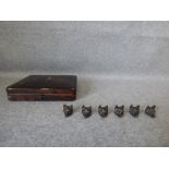 Set of 6 metal fox head place name holders