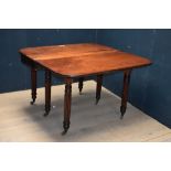 Unusual Gillows type C19th mahogany extending dining table with ratchet mechanism, two rounded ends,