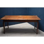 French fruitwood farmhouse kitchen table with single drawer 77H x 177W cm (scratches, marks, some