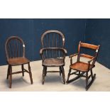 Child's stick back Windsor style chair & 2 similar chairs