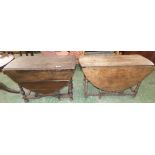 Oak drop leaf gate leg dining table 106 x 148 cm & an C18th oak oval drop leaf gate leg dining table