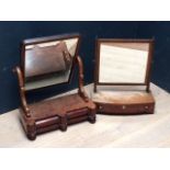 Victorian mahogany toilette mirrors 58 x 50 & 70 x 56 cm (scratches/marks/some colour fading to