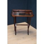 Victorian style mahogany campaign desk 93H x 66W cm (some wear)