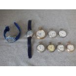 7 various open face pocket watches & 2 gents wristwatches by 'Swatch' & 'Cube' (scratches/marks,