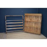 Wall hanging pine plate rack 111H x 111W cm & pine top of a dresser 122H x 107W cm