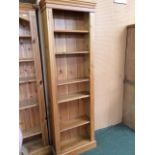 Modern tall pine free standing book shelf and 2 various pine bookshelves 202x64, 107x96 cm. 137 x