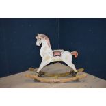 Small painted early C20th rocking horse on wheels