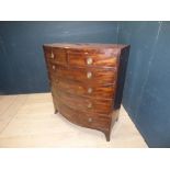 Georgian mahogany chest of 2 short & 4 long drawers 122H x 108W cm