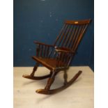 C19th Victorian oak Welsh rocking chair (scratches/marks/old repairs)