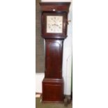 8 day long case oak and mahogany clock with silvered dial by John Scolding of London