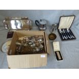 Qty of various silver plates, cutlery & metal items