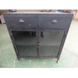 Decorative black metal industrial cabinet on wheels 100H x 90W cm (scratches/marks)