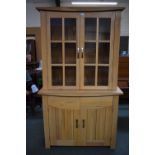 Contemporary oak glazed top dresser 184H x 110W cm