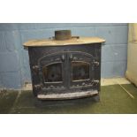 'Villager' double door cast iron log burner 58H x 73W cm & a firegrate