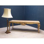 French decorative gilt wood style coffee table with marble style effect top & Victorian style