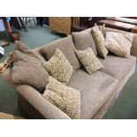 Modern Knole style sofa upholstered in mottled beige fabric 97 x 225 cm