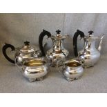 Hallmarked silver 5 piece tea set, by E.B. London, 97 ozt