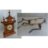 Victorian mahogany German bracket clock & a pair of brass hames (general scratches/marks)