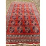 Shah Abbas orange ground wool pile rug with geometric pattern 300 x 200 cm