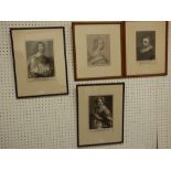 Five black & white prints: Artus Wolfart, after van Dyck; Adrianus Brouwer, after van Dyck; Portrait