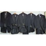 4 morning coats & trousers, 2 evening tail coats with 1 pair of trousers and 4 pairs of pin