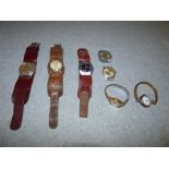 9ct gold case ladies watch & 6 other various watches