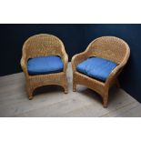 Pair of wicker armchairs