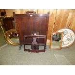 Edwardian oak fire screen drinks tray, music stand top & 3 various mirrors