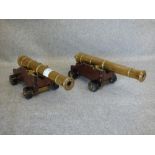 Pair of miniature brass cannons 20 cm L