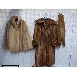 2 fur coats & a stole
