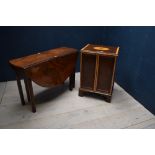 C19th mahogany oval drop leaf gate leg dining table 70H x 107W cm & a Sheraton revival inlaid