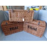 3 'Fortnum & Mason' wicker picnic baskets