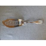 Hallmarked silver Georgian fish slice with engraved crest of 'The 15 Kings Hussars' by 'W. E. of