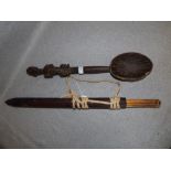 African hand carved tribal spoon & African tribal arrows