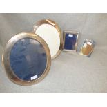 2 hallmarked silver oval photo frames & 2 various silver photo frames