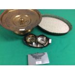 Quantity of silver plate, including sandwich tin and brass incense burner