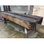 Large antique pine workbench 87H x 307W cm