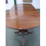 Victorian style mahogany triple pedestal extending dining table 70H x 337W cm extended (one extra