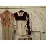 Ethnic clothing with hand embroidery, 2 Eastern European tops & 1 shirt & 1 Uzbek men's cloak