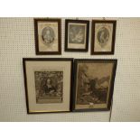 Five black & white prints: "Elias Vegel", after Andreas Schuech, "Portrait of a man Duke of