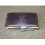 Enamelled silver cigarette case, Birmingham 1925, in purple guilloche enamel, 7.9 x 5.8 cm, 68g (2.1