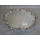Silver salver, Sheffield 1967 of hexafoil outline with beaded rim, on three supports, 25.5 cm