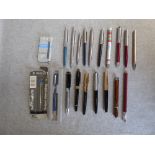 Qty of various ballpoint & fountain pens